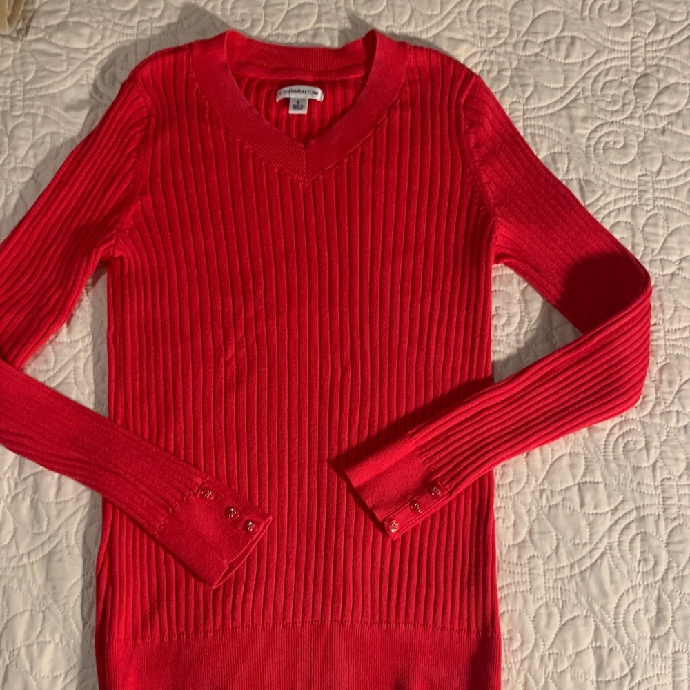 Croft & Barrow Ribbed V-Neck Red Sweater size S